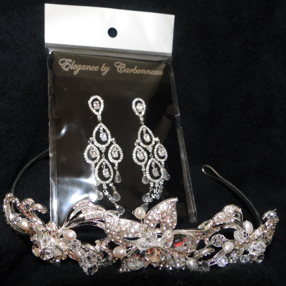 New Crystal Tiara Earrings Elegance by Carbonneau